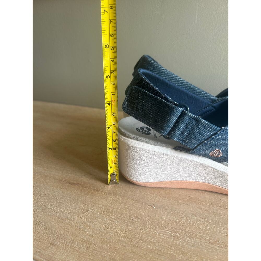 Clarks Cloudsteppers Denim Blue Wedge Sandals - Picture 7 of 8